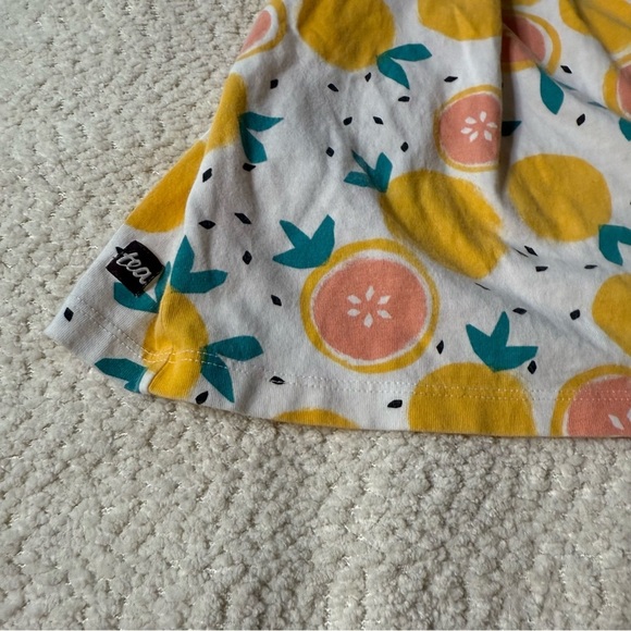 Tea Collection Grapefruit Print Wrap Ruffle Dress Size 2 Girls - Picture 3 of 5